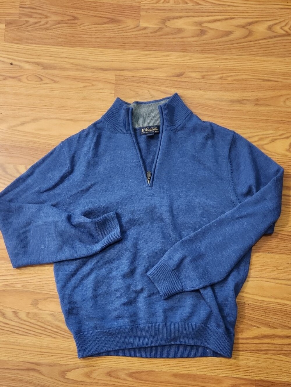 Brooks Brothers Men's Royal Blue 1 Merino Wool Quarter-Zip Pullover Sweater Sz L